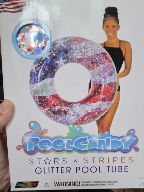 Pool Candy Stars & Stripes Glitter Swim Tube  Red, White & Blue - Picture 2 of 4